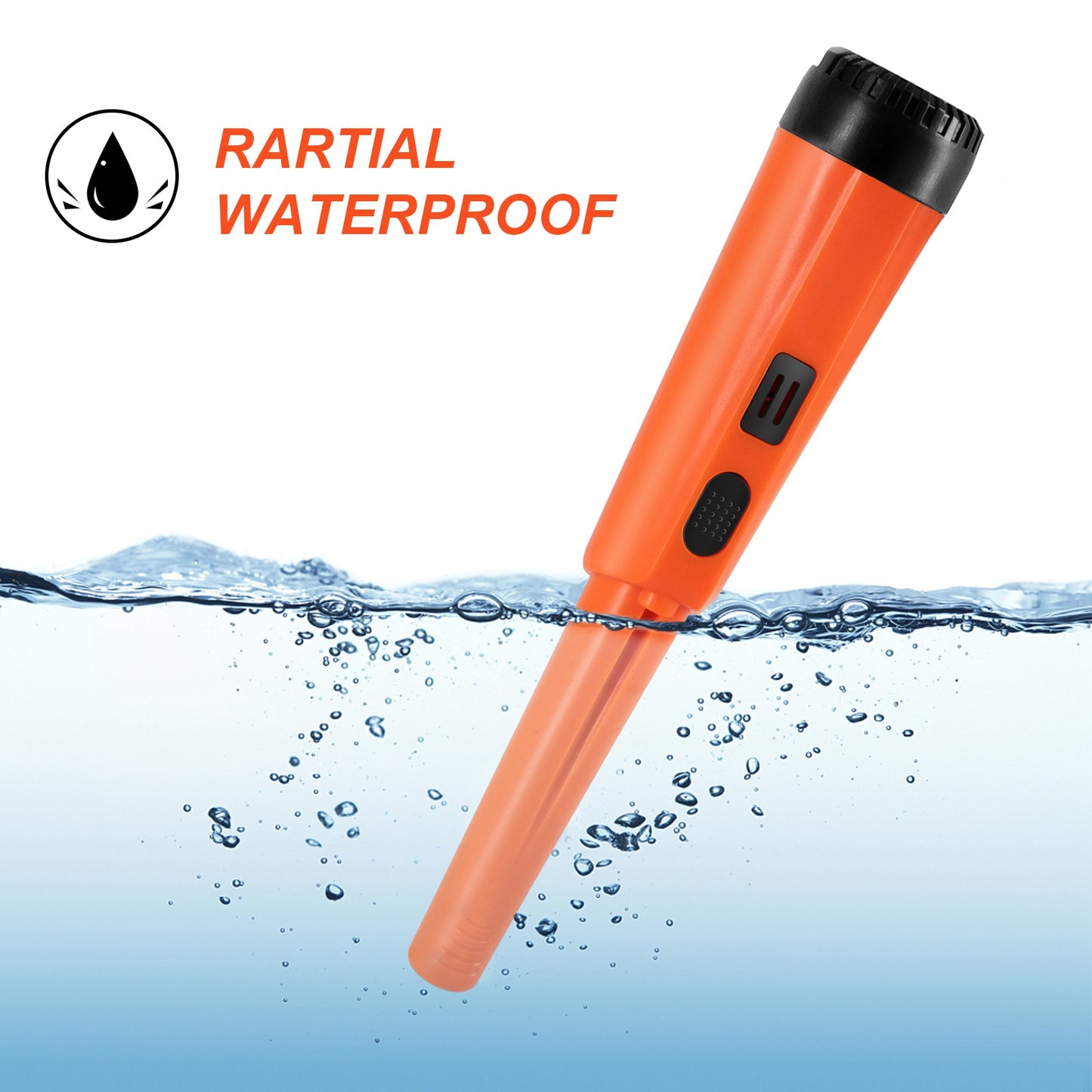 LCD Display Metal Detector Pinpointer Handheld Pin Pointer Wand Treasure Finder Probe with Spring Buckle for Adults Kids (No Battery) - Orange