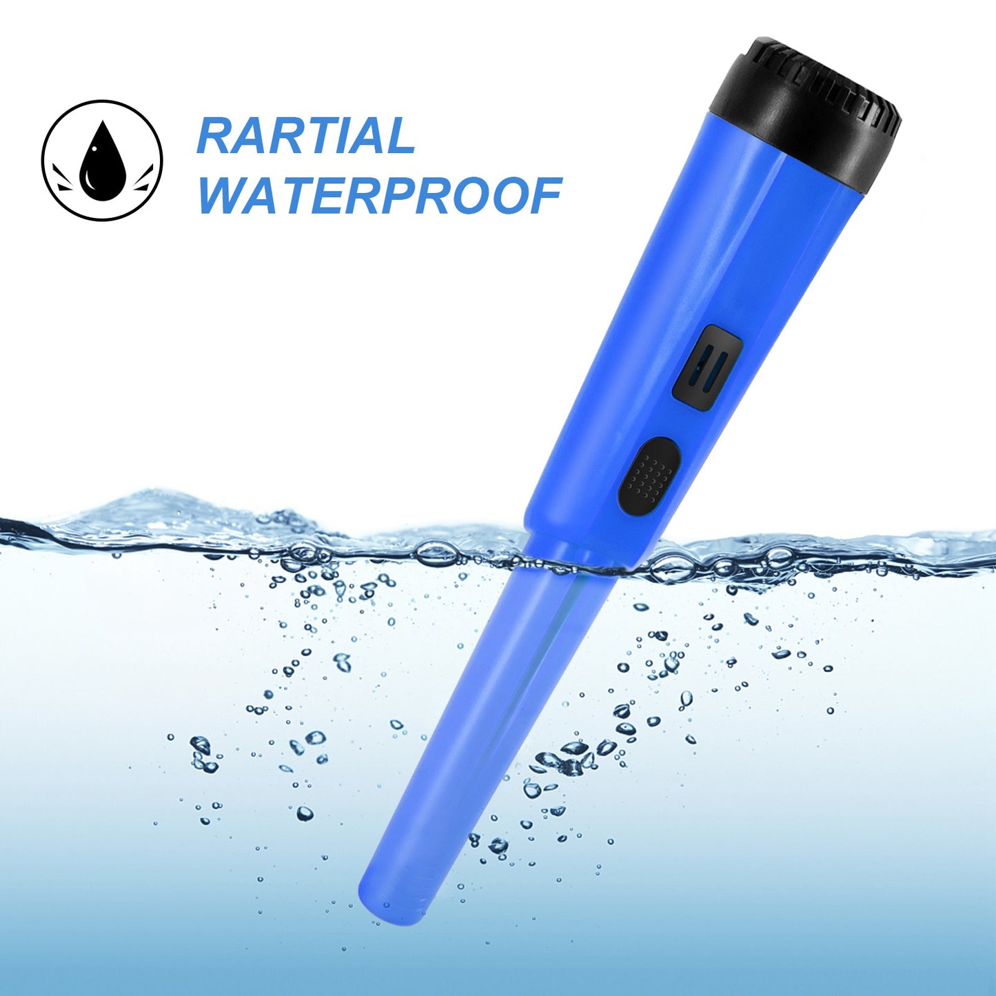 LCD Display Metal Detector Pinpointer Handheld Pin Pointer Wand Treasure Finder Probe with Spring Buckle for Adults Kids (No Battery) - Blue