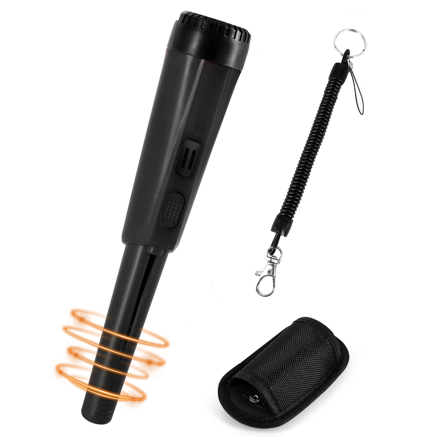 Handheld Metal Detector Pinpointer Portable Pin Pointer Wand Search Treasure Finder Probe with LCD Display for Adults Kids (No Battery, No Waterproof Bag) - Black