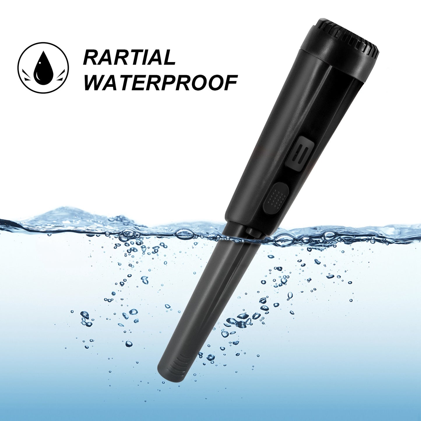 Handheld Metal Detector Pinpointer Portable Pin Pointer Wand Search Treasure Finder Probe with LCD Display for Adults Kids (No Battery, No Waterproof Bag) - Black