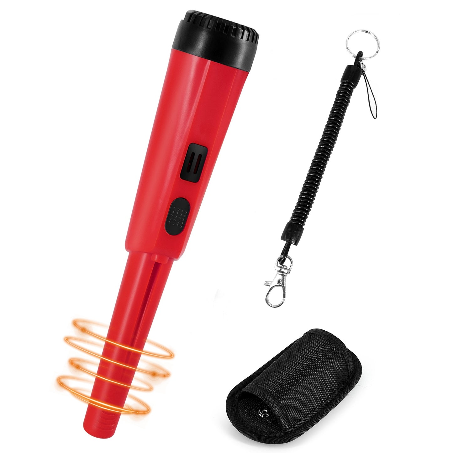 Handheld Metal Detector Pinpointer Portable Pin Pointer Wand Search Treasure Finder Probe with LCD Display for Adults Kids (No Battery, No Waterproof Bag) - Red