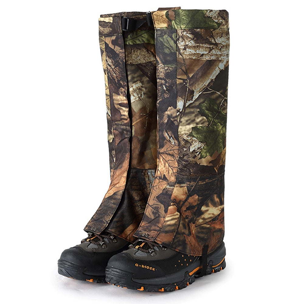 Uniqkart 1 Pair Dead Leaf Camouflage Gaiters Waterproof Boots Shoe Covers Anti-insect Leg Cover for Hiking Camping, Size L