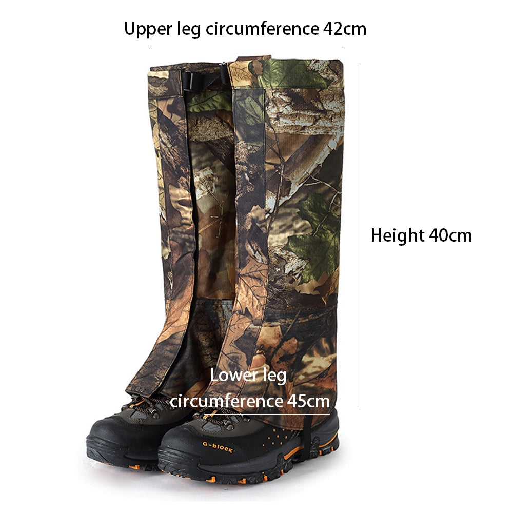 Uniqkart 1 Pair Dead Leaf Camouflage Gaiters Waterproof Boots Shoe Covers Anti-insect Leg Cover for Hiking Camping, Size L