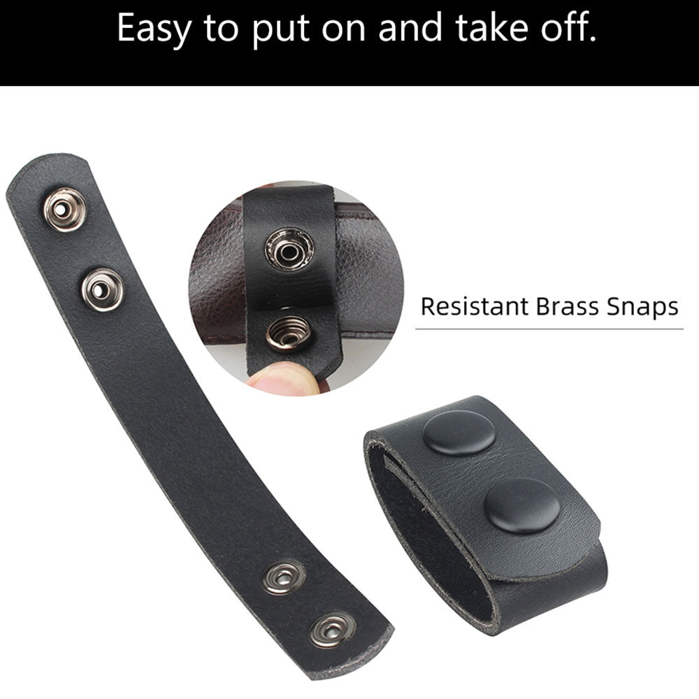 H-141 2Pcs Cowhide Leather Waist Belt Keeper Outdoor Tactical Belt Loop Buckle Band with Two Snap Buttons