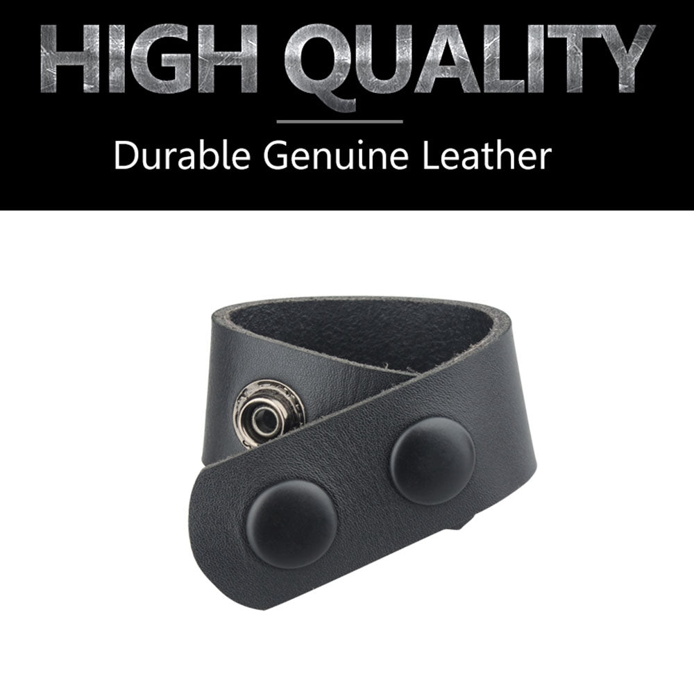 H-141 2Pcs Cowhide Leather Waist Belt Keeper Outdoor Tactical Belt Loop Buckle Band with Two Snap Buttons
