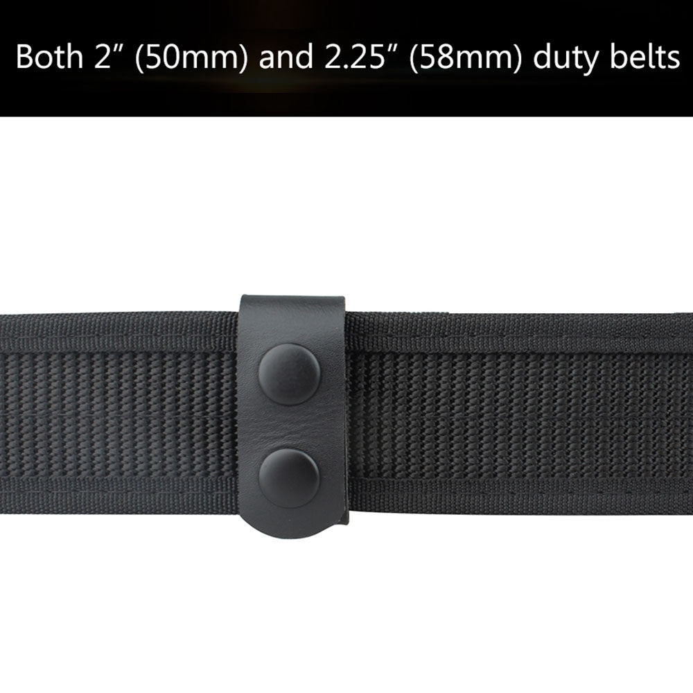 H-141 2Pcs Cowhide Leather Waist Belt Keeper Outdoor Tactical Belt Loop Buckle Band with Two Snap Buttons