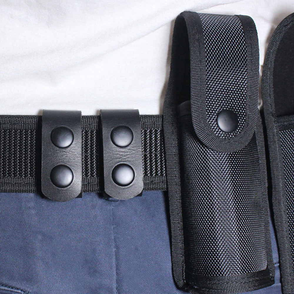 H-141 2Pcs Cowhide Leather Waist Belt Keeper Outdoor Tactical Belt Loop Buckle Band with Two Snap Buttons