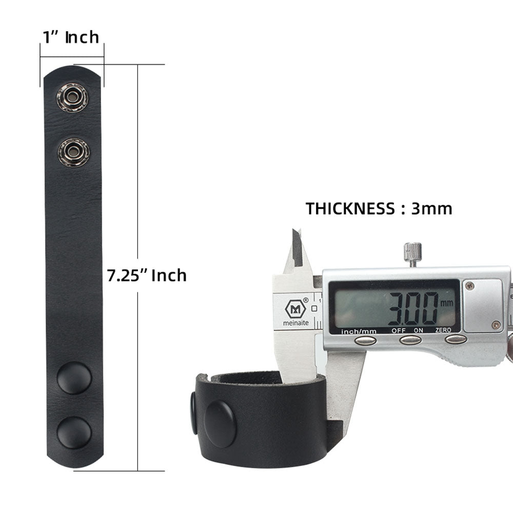 H-141 2Pcs Cowhide Leather Waist Belt Keeper Outdoor Tactical Belt Loop Buckle Band with Two Snap Buttons