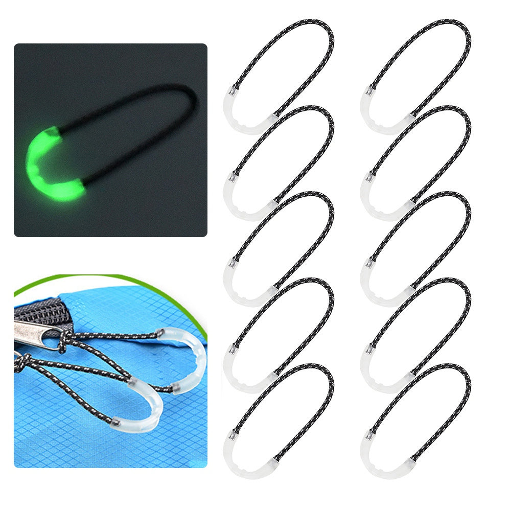 Uniqkart SLPJ 10Pcs Camping Luminous Zipper Puller Backpack Zipper Extension Rope Multifunctional Outdoor Tool