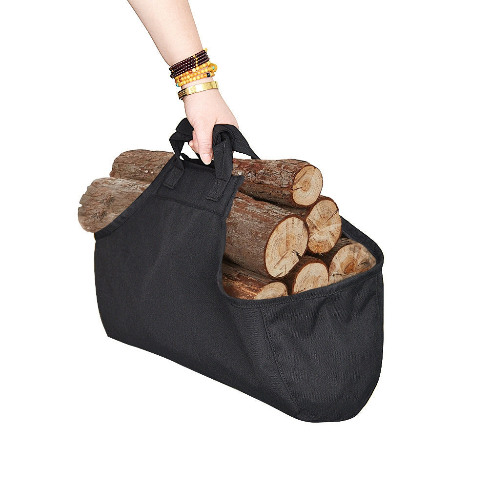 Uniqkart CHSNB-001-BK Firewood Storage Bag Large Handbag Wood Burning Stove Fireplace Accessories