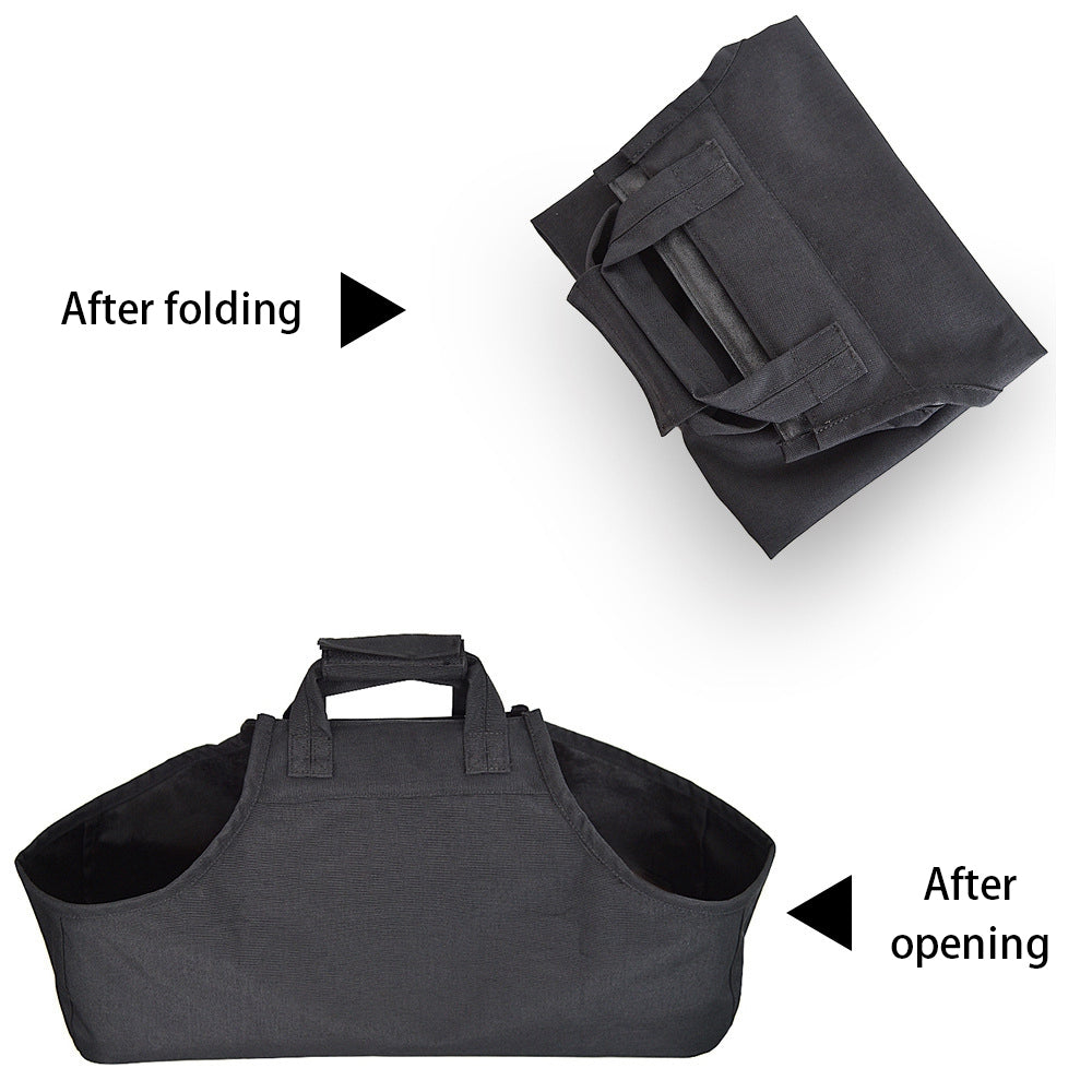 Uniqkart CHSNB-001-BK Firewood Storage Bag Large Handbag Wood Burning Stove Fireplace Accessories