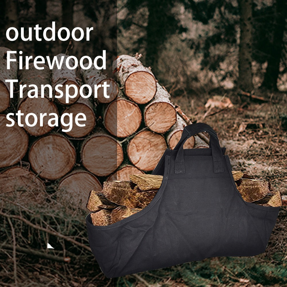 Uniqkart CHSNB-001-BK Firewood Storage Bag Large Handbag Wood Burning Stove Fireplace Accessories