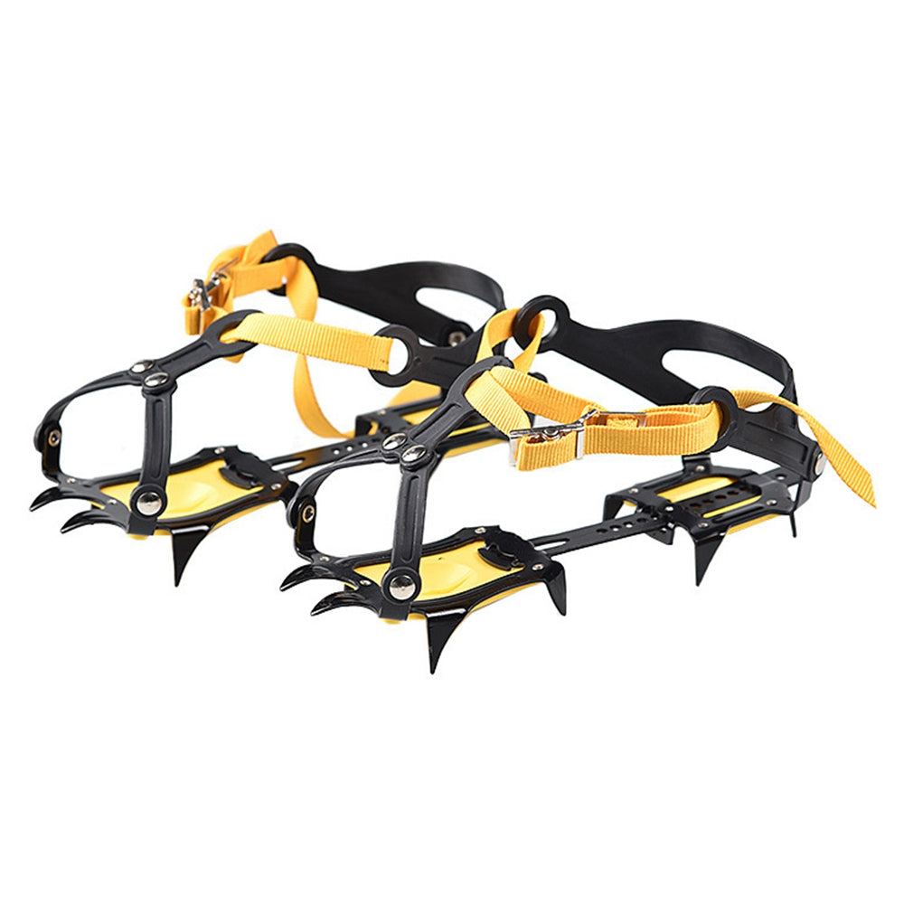 Uniqkart 10 Teeth Anti-slip Crampons Manganese Steel Climbing Gear Snow Ice Climbing Shoe Grippers Traction Device