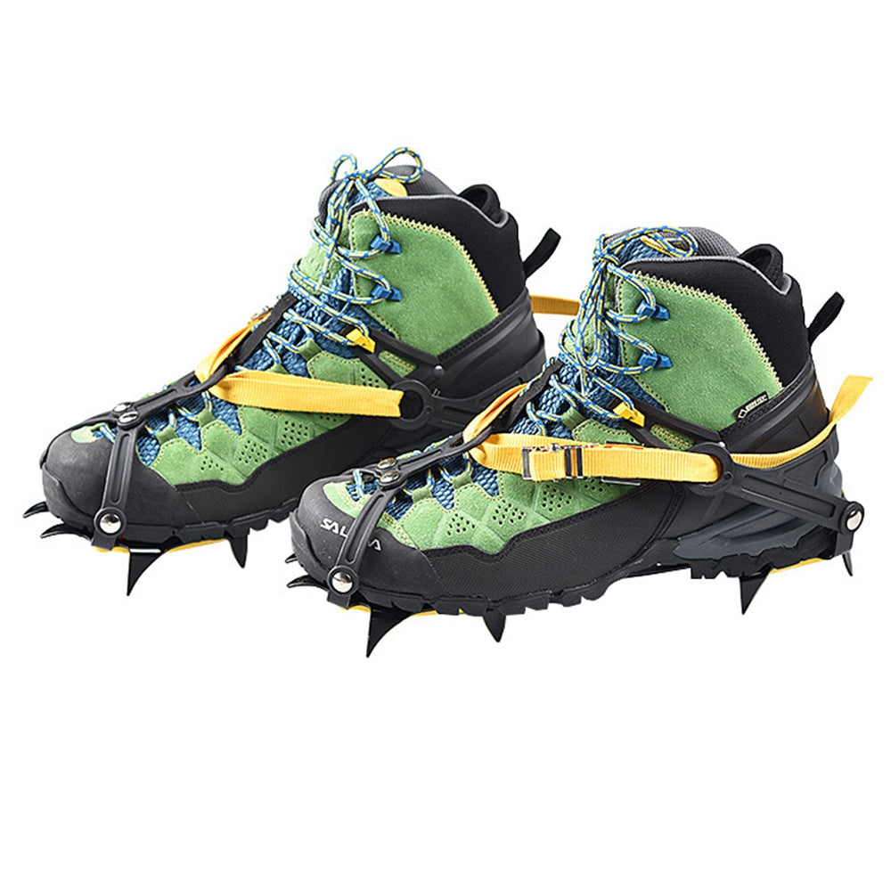 Uniqkart 10 Teeth Anti-slip Crampons Manganese Steel Climbing Gear Snow Ice Climbing Shoe Grippers Traction Device