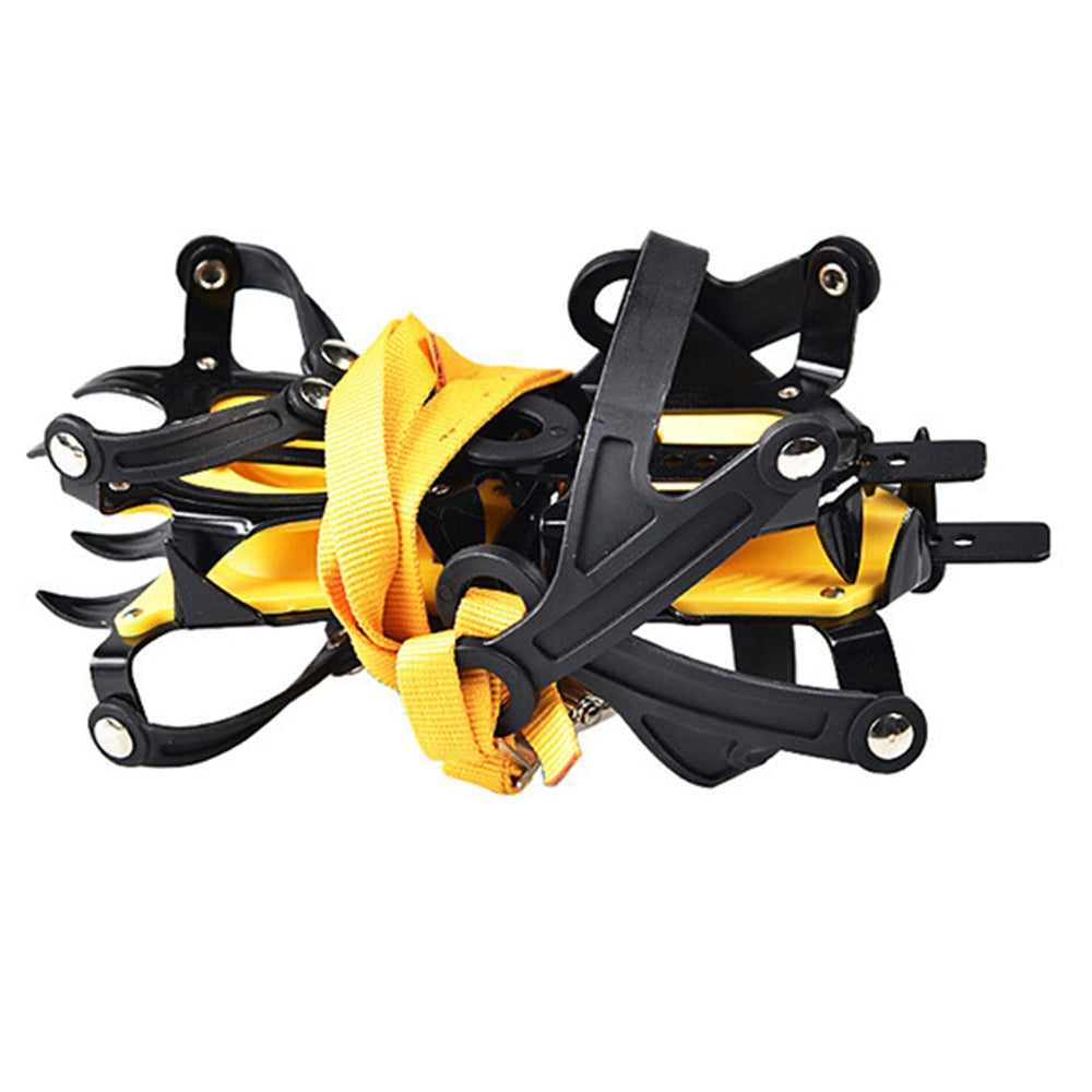 Uniqkart 10 Teeth Anti-slip Crampons Manganese Steel Climbing Gear Snow Ice Climbing Shoe Grippers Traction Device