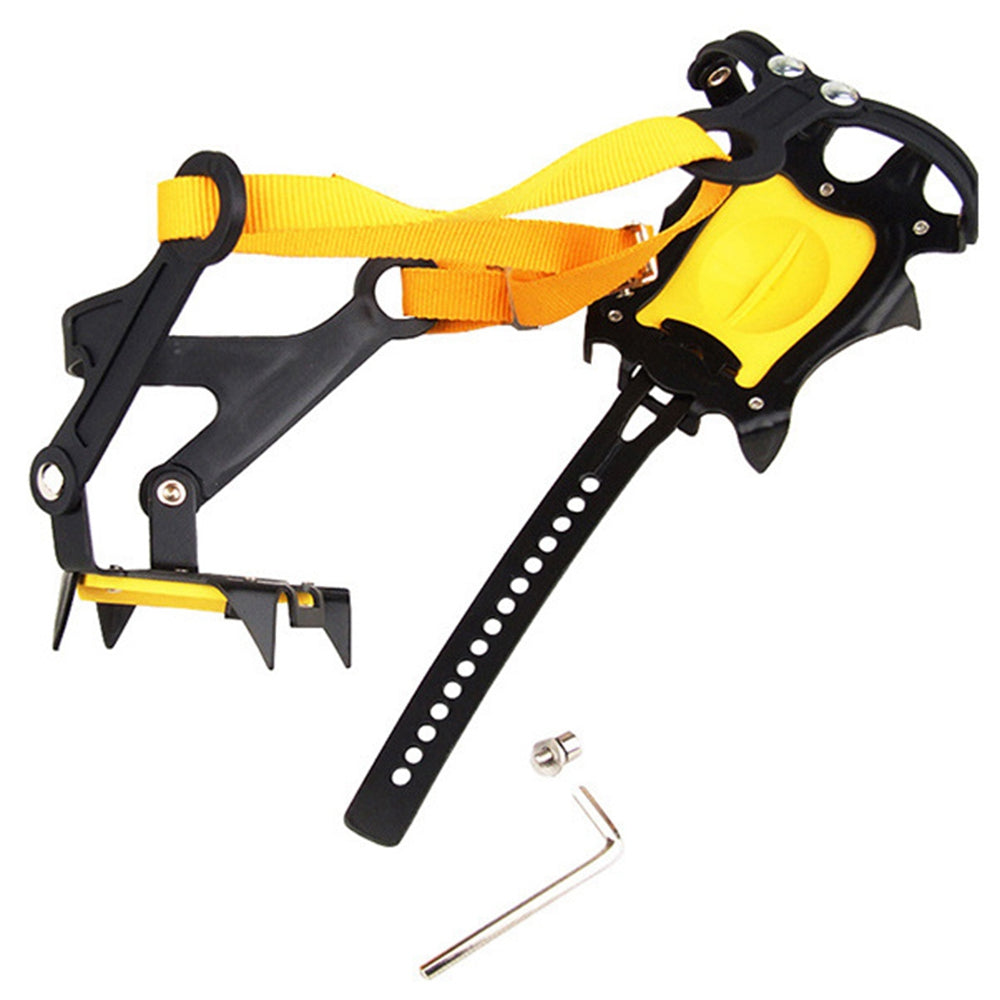 Uniqkart 10 Teeth Anti-slip Crampons Manganese Steel Climbing Gear Snow Ice Climbing Shoe Grippers Traction Device