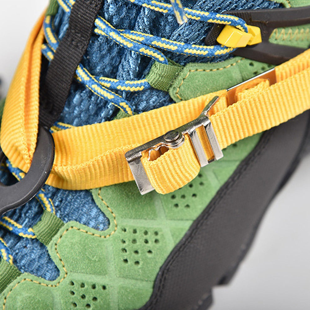 Uniqkart 10 Teeth Anti-slip Crampons Manganese Steel Climbing Gear Snow Ice Climbing Shoe Grippers Traction Device