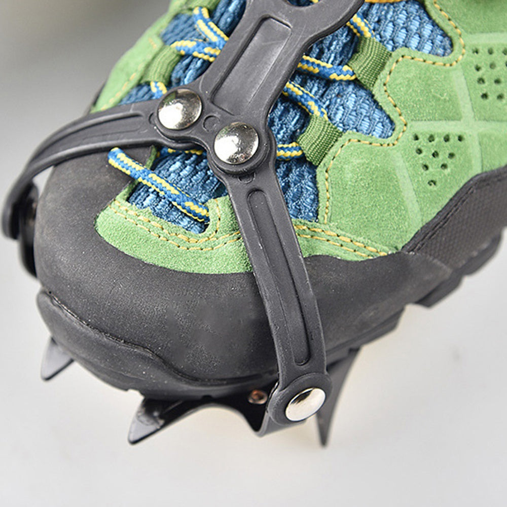 Uniqkart 10 Teeth Anti-slip Crampons Manganese Steel Climbing Gear Snow Ice Climbing Shoe Grippers Traction Device