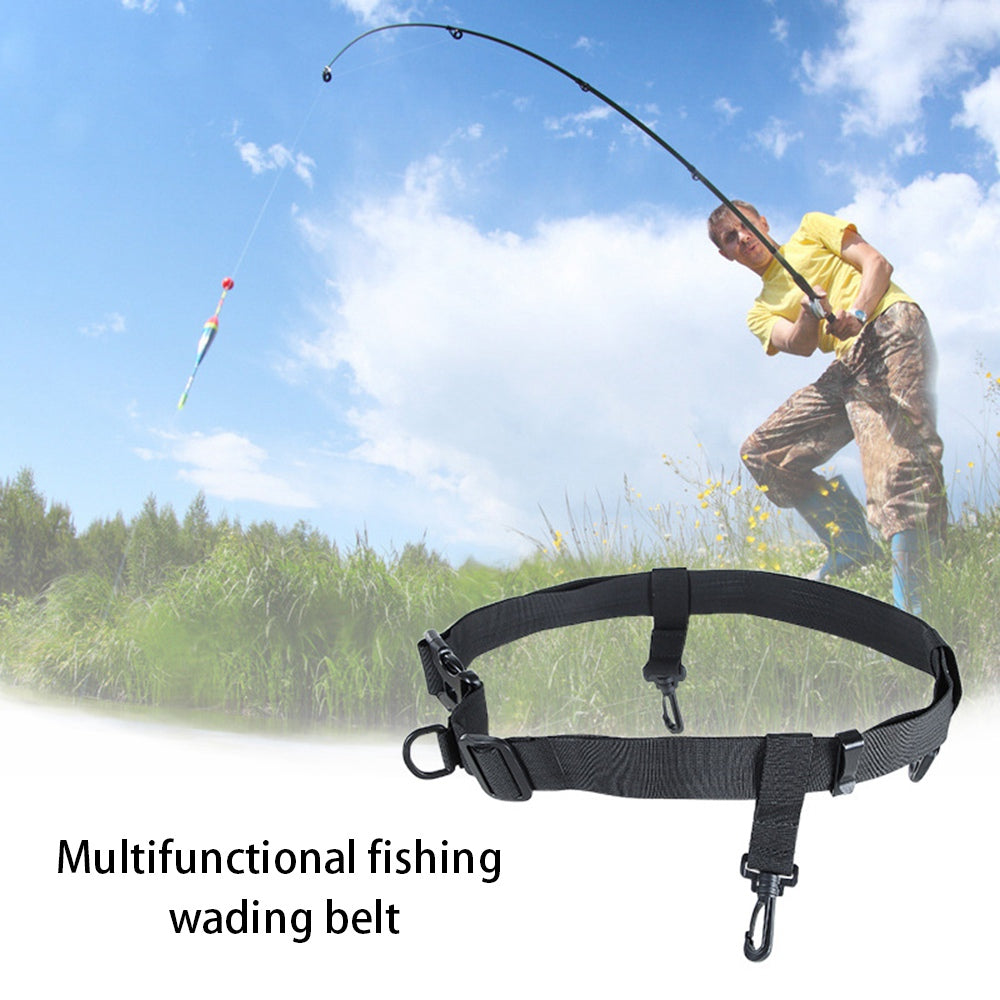 Uniqkart Multifunctional Outdoor Fishing Waist Belt Adjustable Waistband with D-ring and Hanging Hook