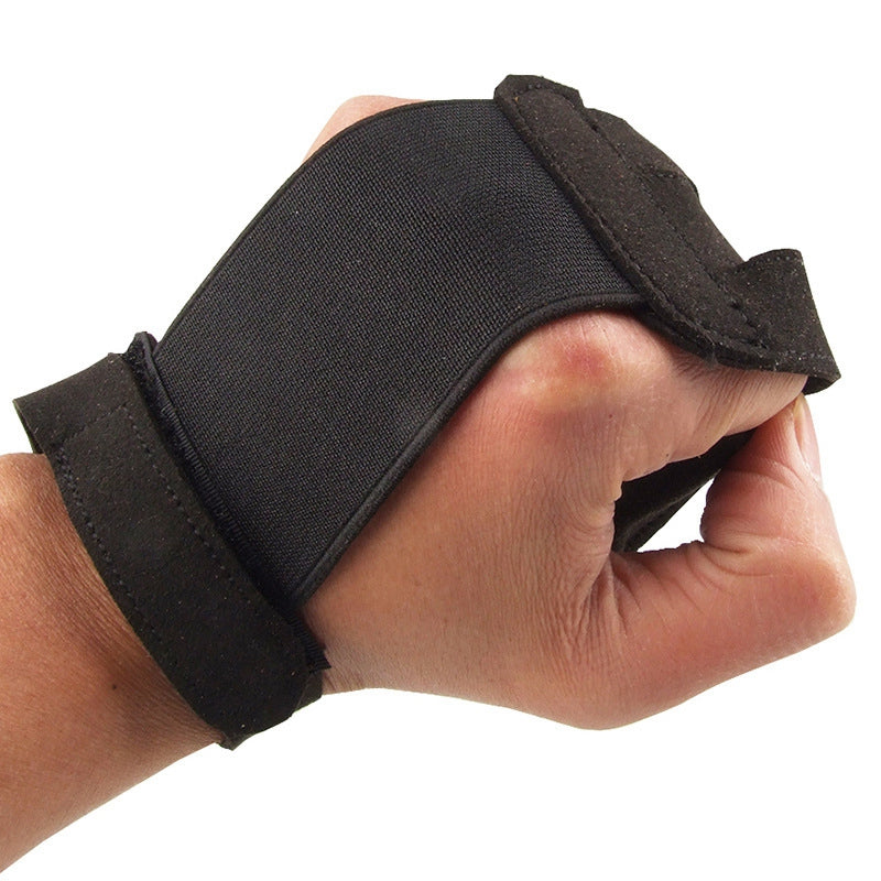 Uniqkart 1Pc 3 Fingers Gloves Archery Hand Guard Protector for Recurve Bow Shooting - Brown