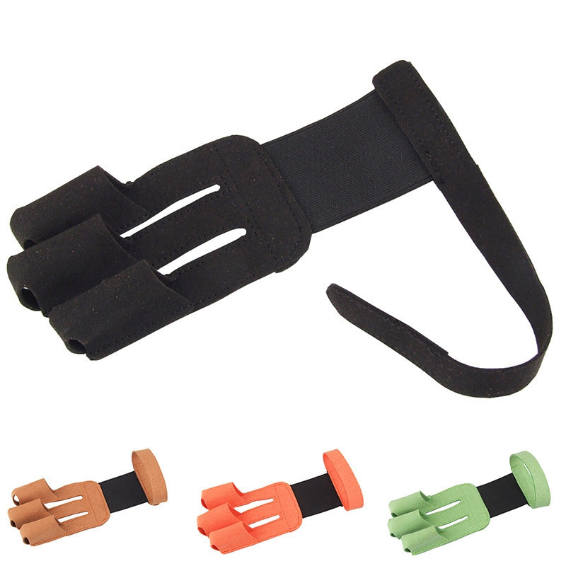 Uniqkart 1Pc 3 Fingers Gloves Archery Hand Guard Protector for Recurve Bow Shooting - Brown