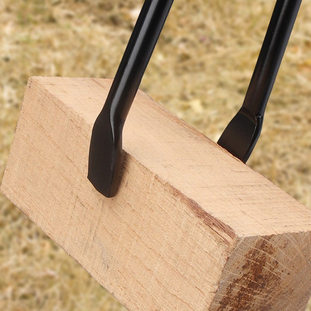 H236 Outdoor Barbecue Carbon Clip Bonfire Barbecue Charcoal Clip Firewood Clamp with Cowhide Leather Sleeve