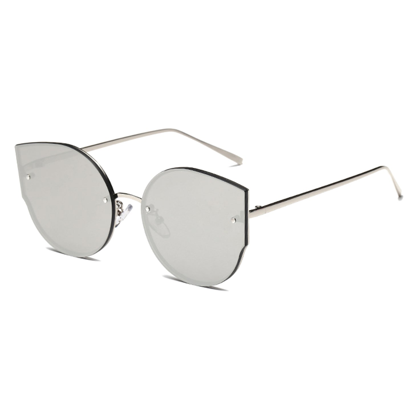 s17014 Metal Frame UV400 Protection Sunglasses Lightweight Design Comfortable Wearing Glasses - Silver/White