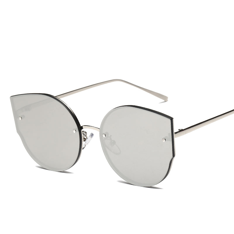 s17014 Metal Frame UV400 Protection Sunglasses Lightweight Design Comfortable Wearing Glasses - Silver/White