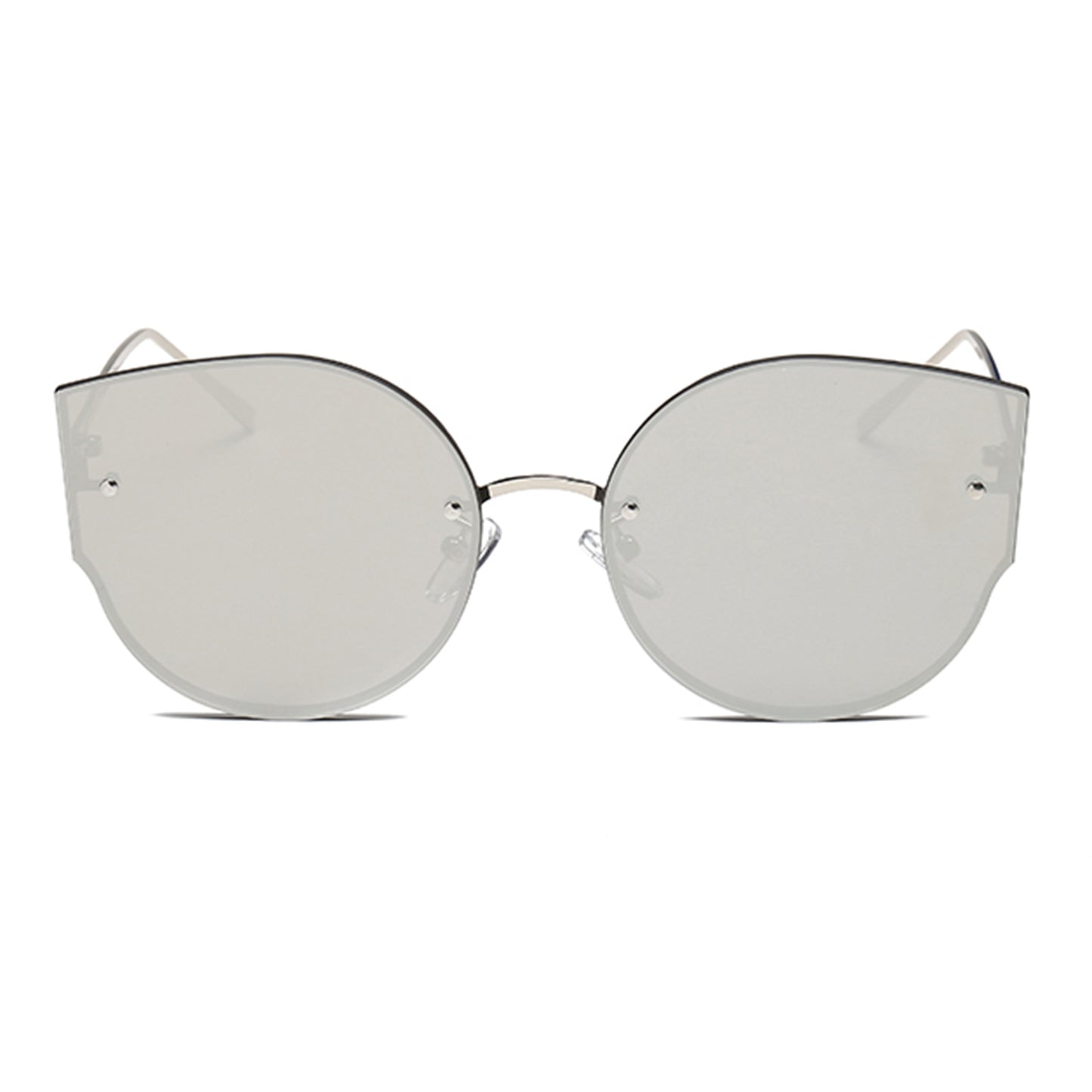 s17014 Metal Frame UV400 Protection Sunglasses Lightweight Design Comfortable Wearing Glasses - Silver/White