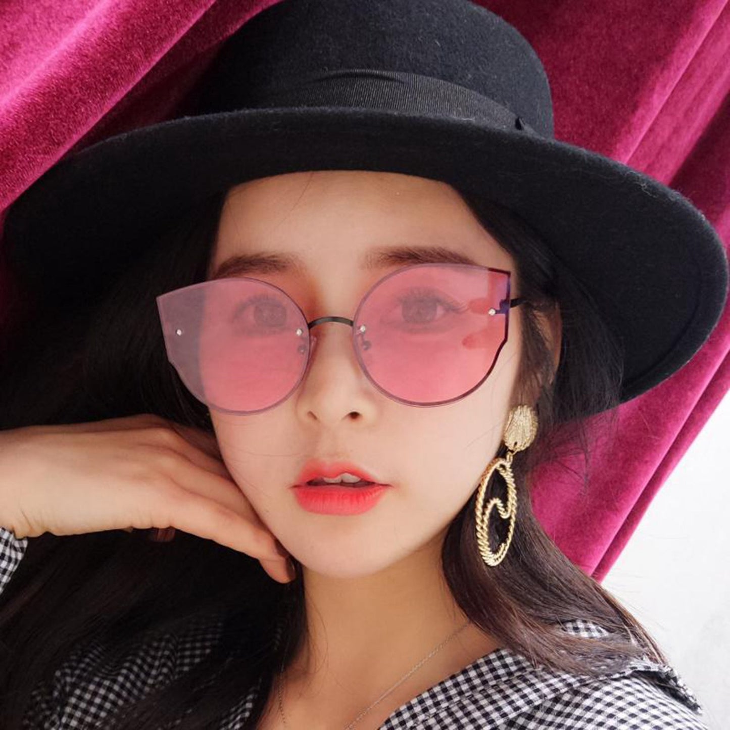 s17014 Metal Frame UV400 Protection Sunglasses Lightweight Design Comfortable Wearing Glasses - Silver/White