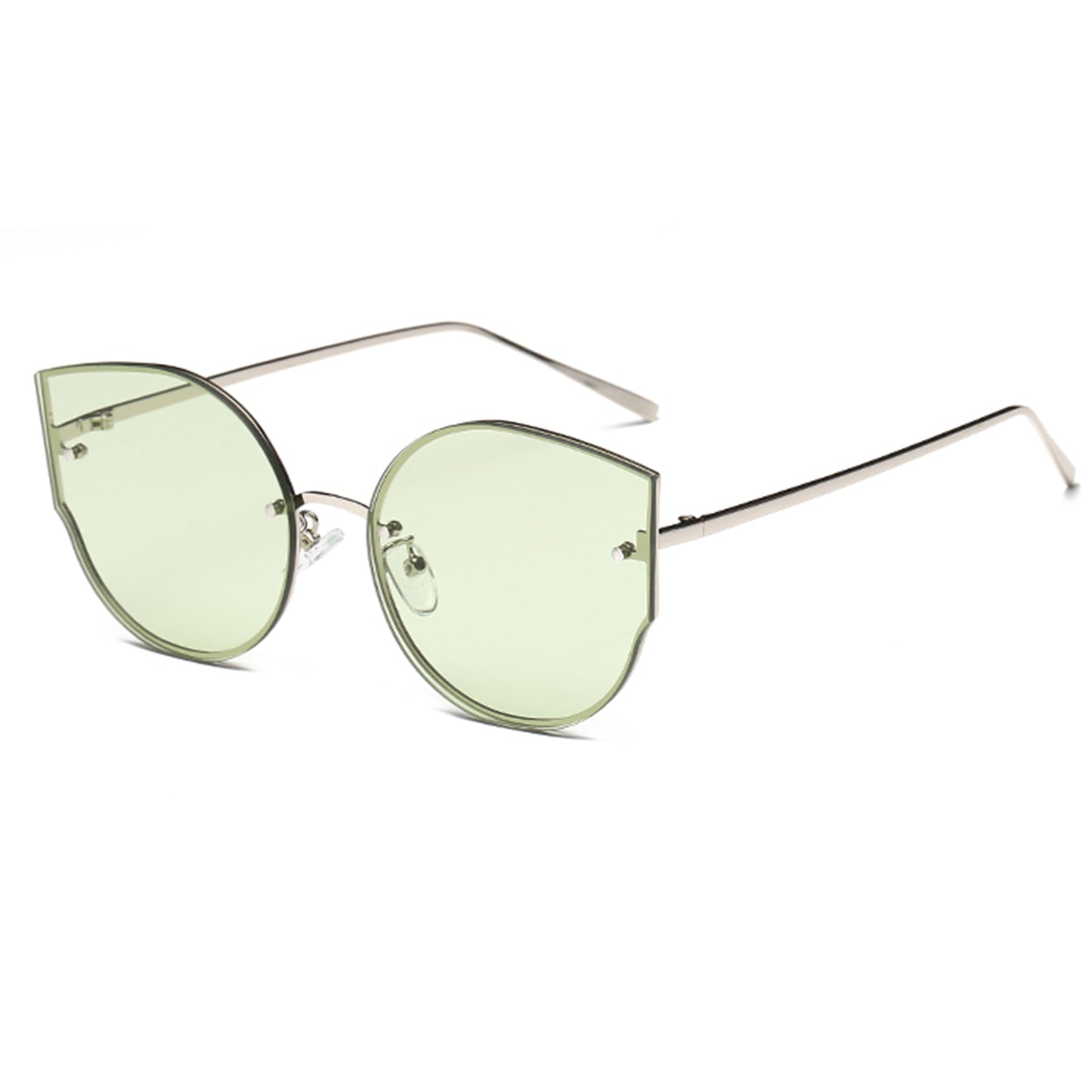 s17014 Metal Frame UV400 Protection Sunglasses Lightweight Design Comfortable Wearing Glasses - Silver/Green