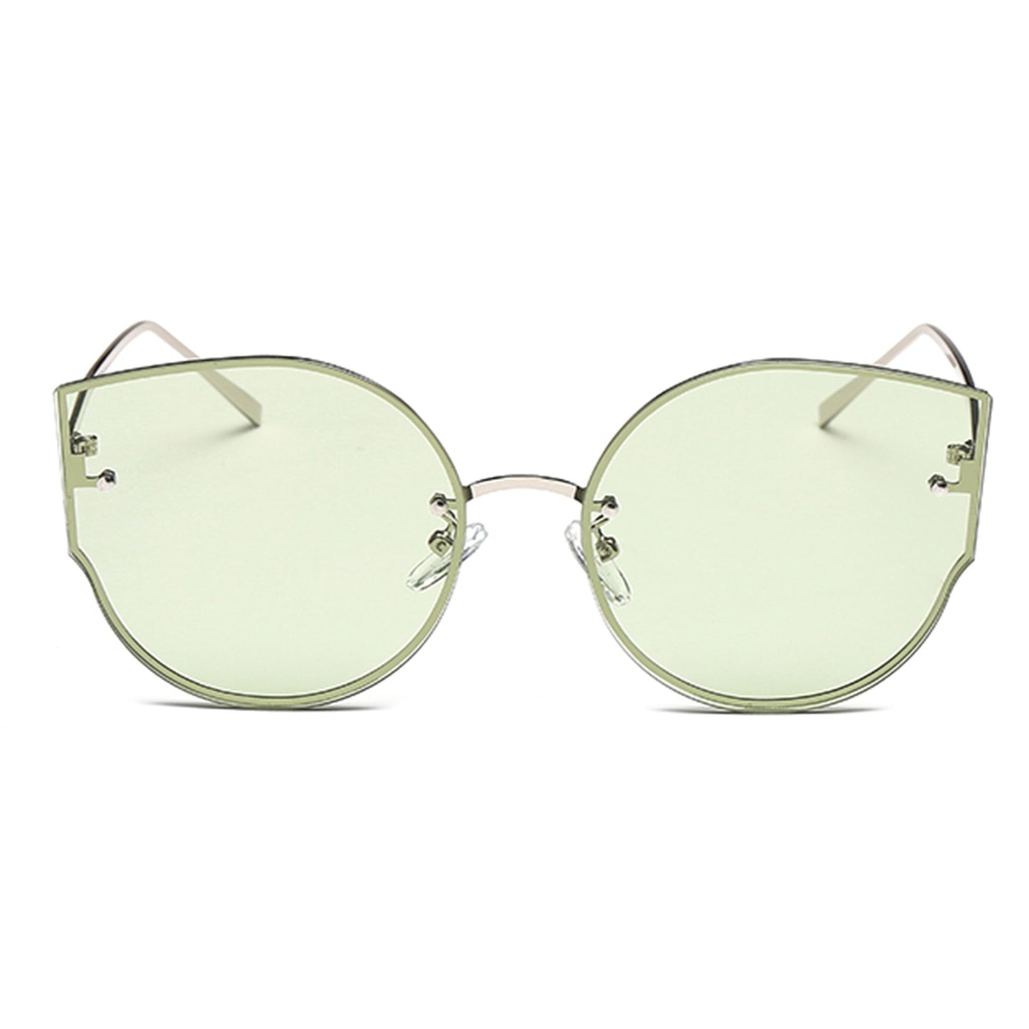 s17014 Metal Frame UV400 Protection Sunglasses Lightweight Design Comfortable Wearing Glasses - Silver/Green