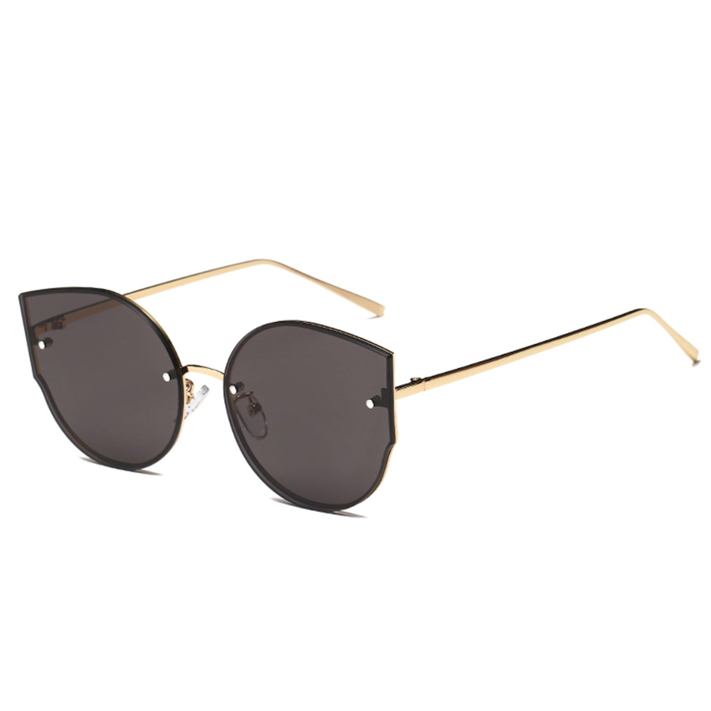s17014 Metal Frame UV400 Protection Sunglasses Lightweight Design Comfortable Wearing Glasses - Gold/Grey