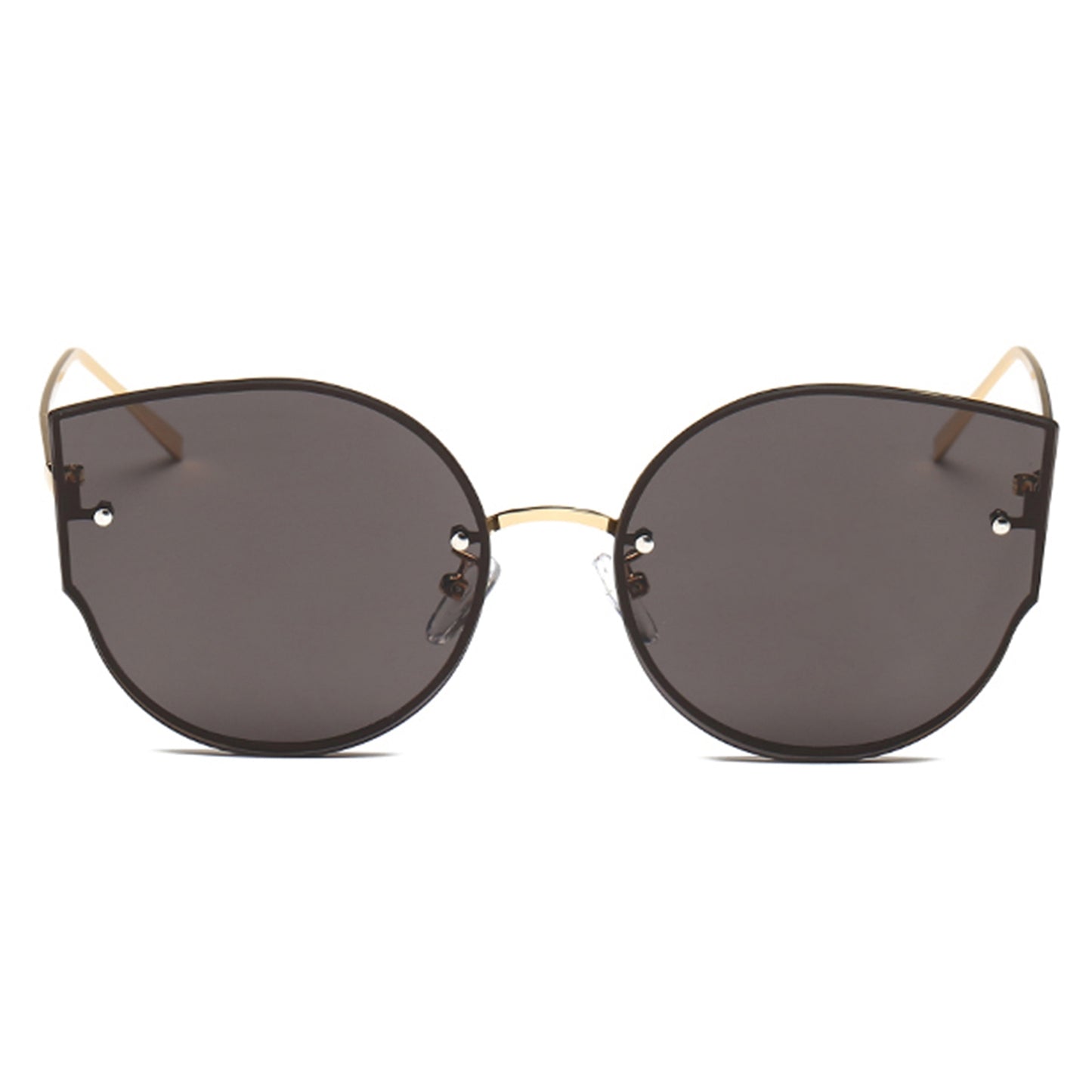 s17014 Metal Frame UV400 Protection Sunglasses Lightweight Design Comfortable Wearing Glasses - Gold/Grey