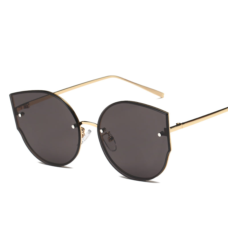 s17014 Metal Frame UV400 Protection Sunglasses Lightweight Design Comfortable Wearing Glasses - Gold/Grey