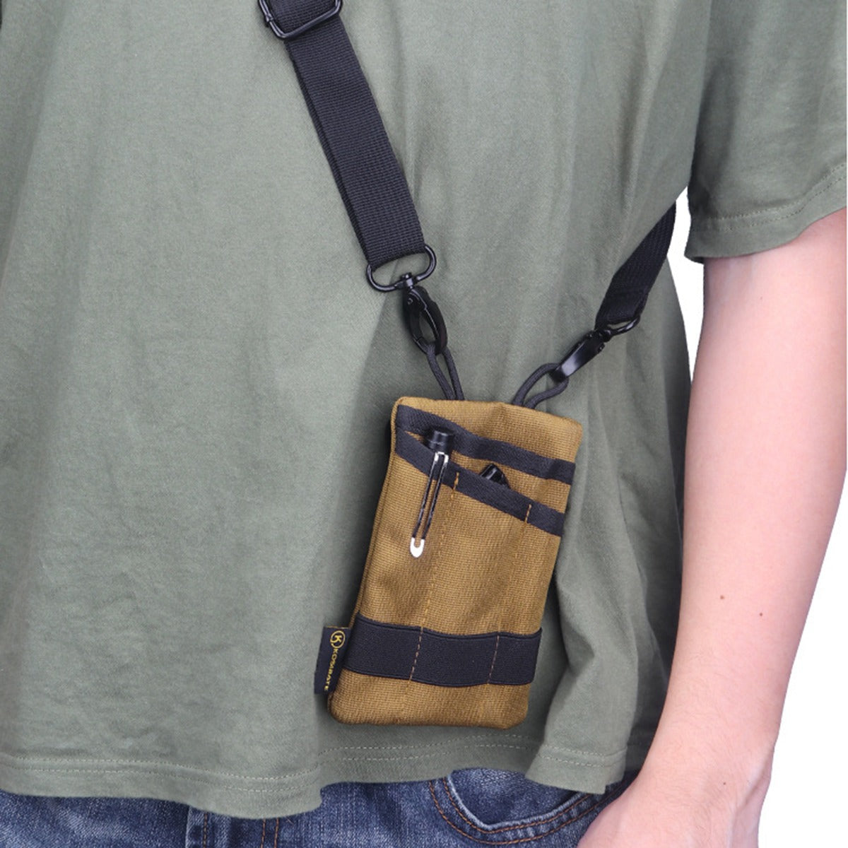 Uniqkart H250 Military Molle EDC Pouch Coins Cards Keys Organizer Belt Waist Pack with Shoulder Strap - Black