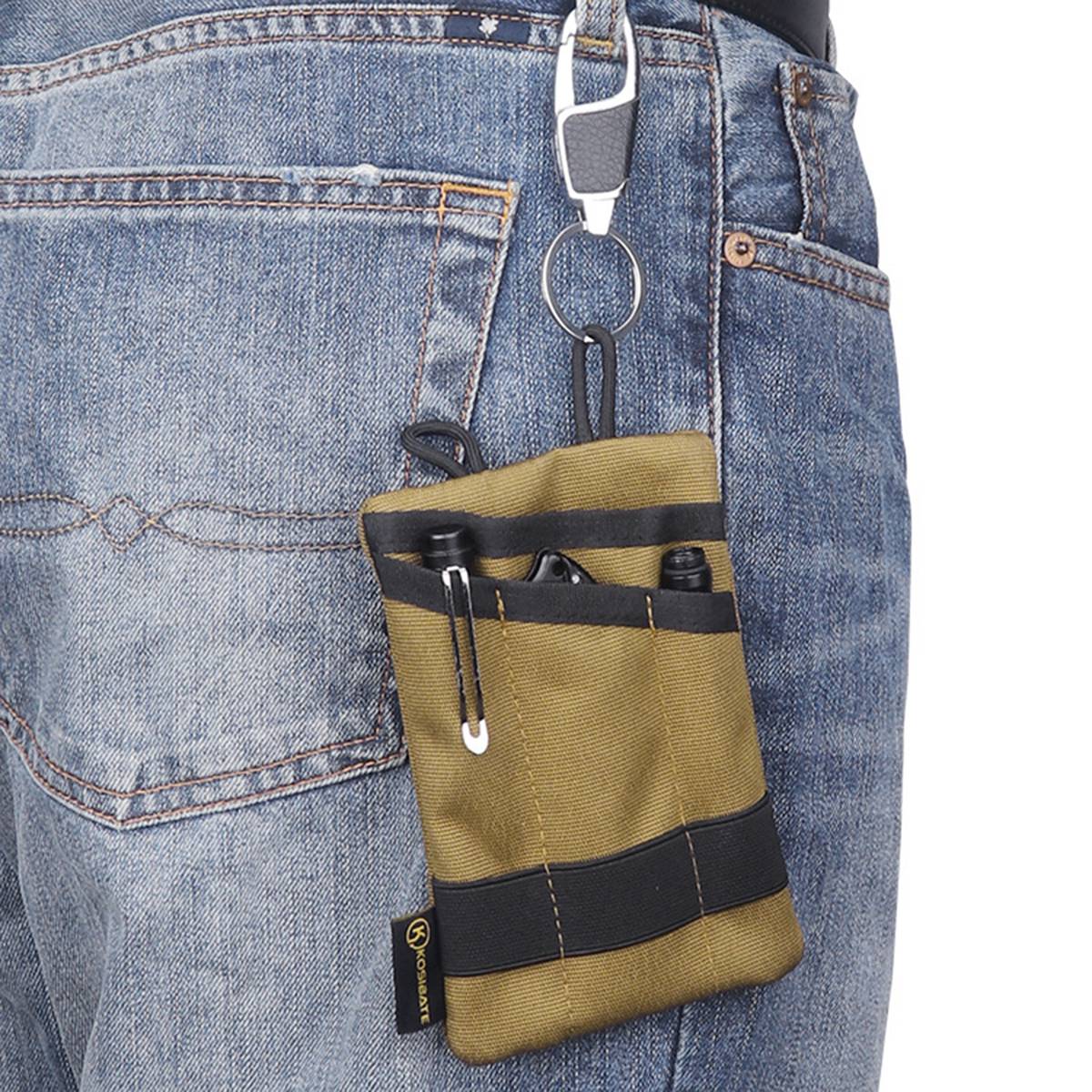 Uniqkart H250 Military Molle EDC Pouch Coins Cards Keys Organizer Belt Waist Pack with Shoulder Strap - Black