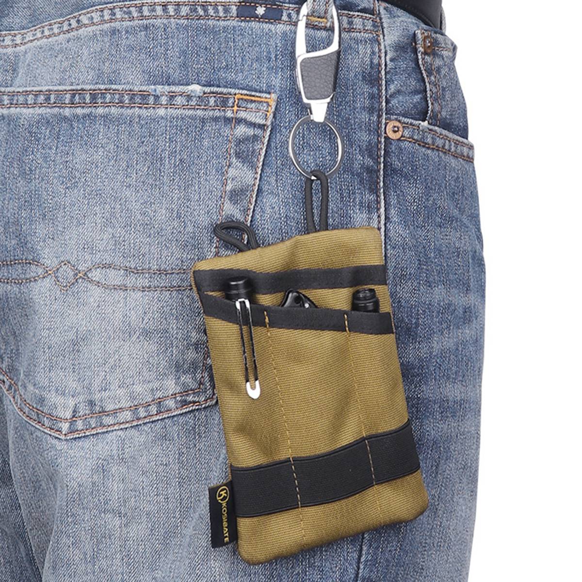 Uniqkart H250 Tactical Molle Pouch Military Tool Storage Bag Belt Utility Fanny Hip Holster Coins Keys Organization Bag - Khaki