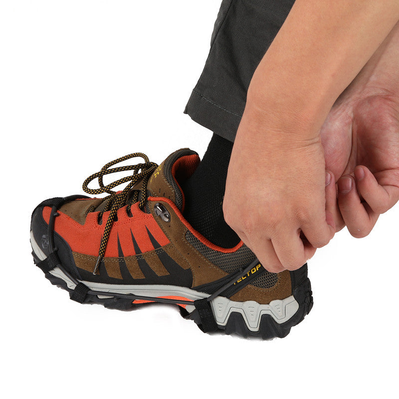 1 Pair 24 Teeth Anti-Slip Ice Grips Gripper Shoes Boot Hiking Ice Climbing Shoe Spikes Crampons Shoes Cover - Black / M