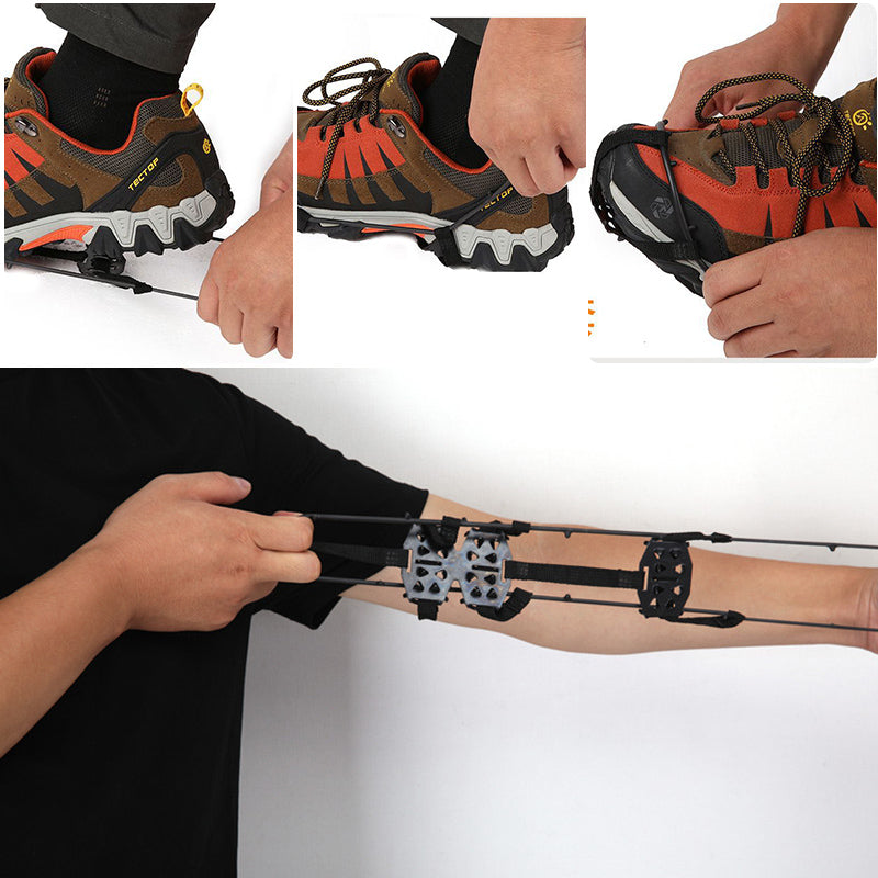 1 Pair 24 Teeth Anti-Slip Ice Grips Gripper Shoes Boot Hiking Ice Climbing Shoe Spikes Crampons Shoes Cover - Black / M