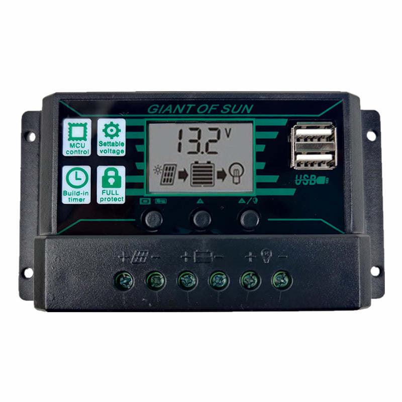 10A Solar Charge Controller Paremeter Adjustable DC 12V / 24V Dual USB Port LCD Display Solar Panel Battery Regulator