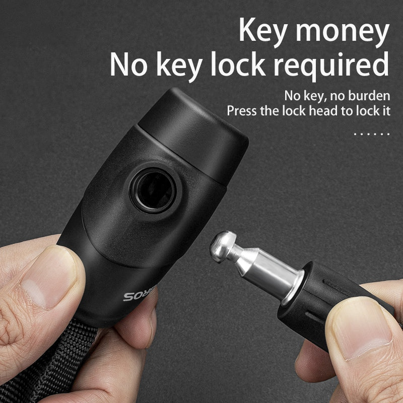 ROCKBROS Bicycle Chain Locks E-Bike Locks Heavy Duty Anti-Theft Bicycle Chain Lock with Keys Lock Chain for Motorcycle, MTB, Door, Gate, Fence, Grill (702 Key Version) - Black