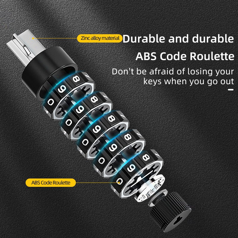 Rockbros 3220001001 Reflective 5 Digit Password Bicycle Lock Thicken Steel Cable Anti-theft Bike Code Lock - Black