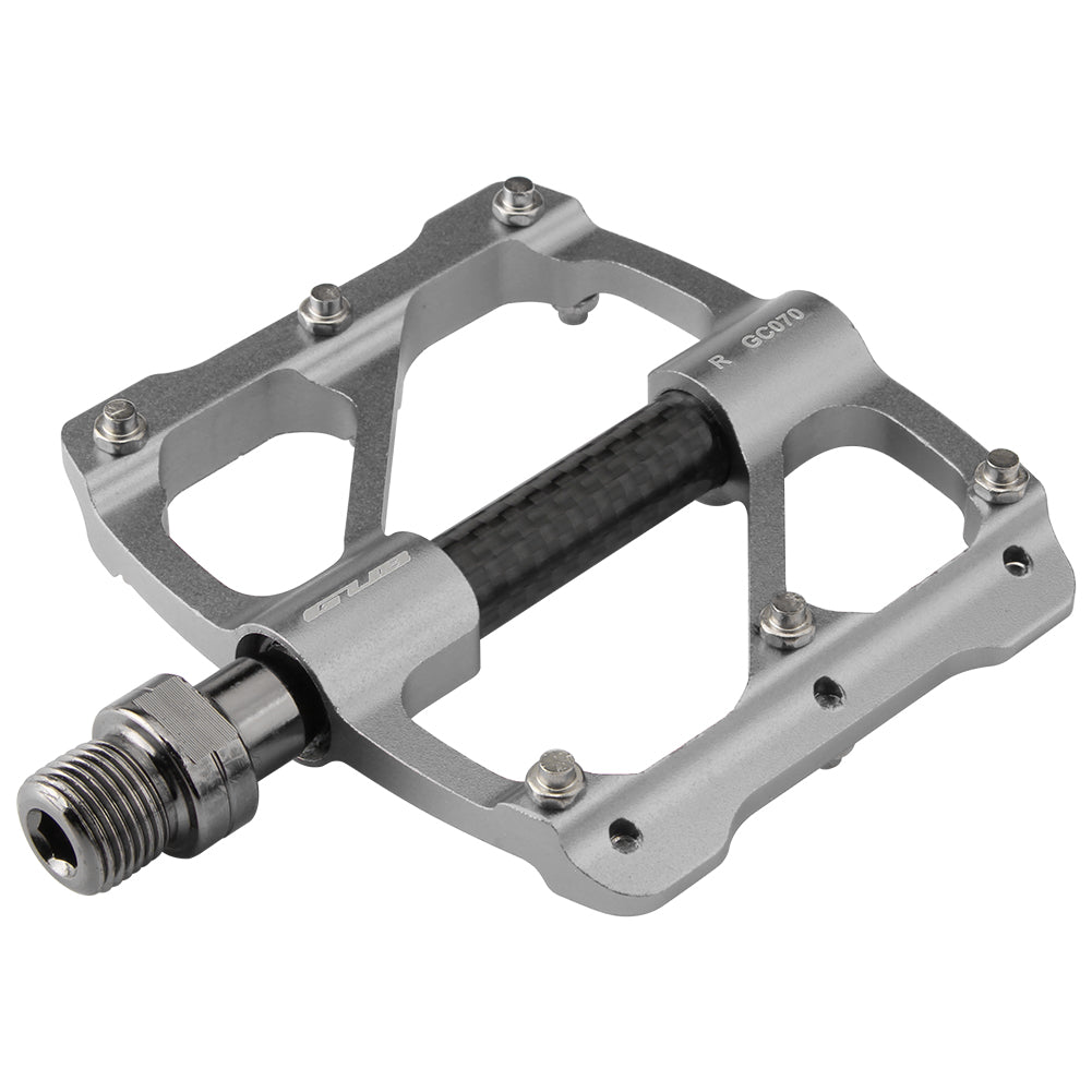 GC070 One Pair Bike Pedal Anti-skid Lightweight Aluminum Alloy Bicycle Pedal Plate - Titanium Grey