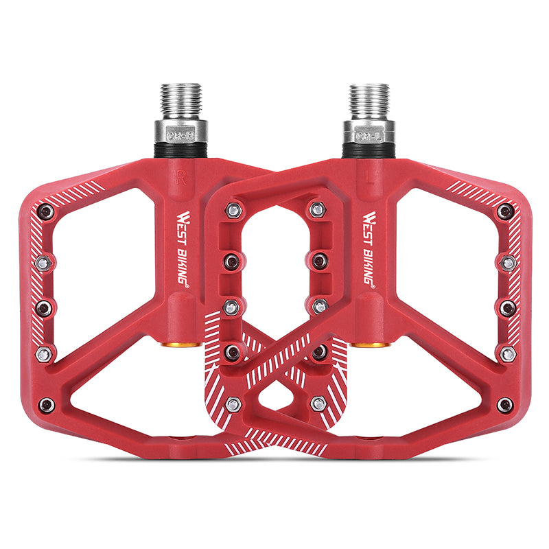 YP0802095 1 Pair MTB Bike Pedals Non-Slip Mountain Bike Nylon Pedals Bicycle Accessories - Red
