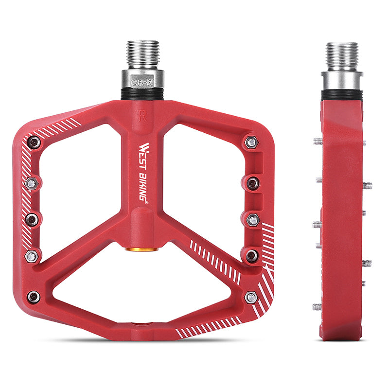 YP0802095 1 Pair MTB Bike Pedals Non-Slip Mountain Bike Nylon Pedals Bicycle Accessories - Red