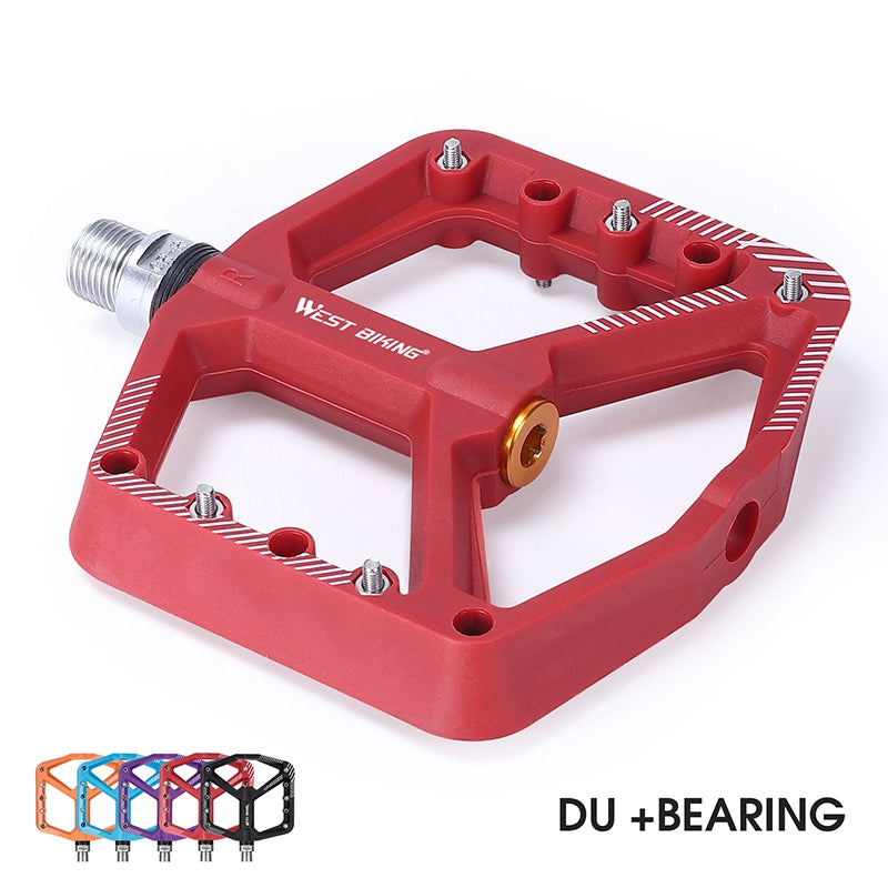 YP0802095 1 Pair MTB Bike Pedals Non-Slip Mountain Bike Nylon Pedals Bicycle Accessories - Red