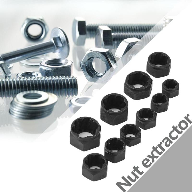 10-in-1 Damaged Nut Bolt Remover Stud Extractor Set 9-19mm Broken Bolt Removal Kit