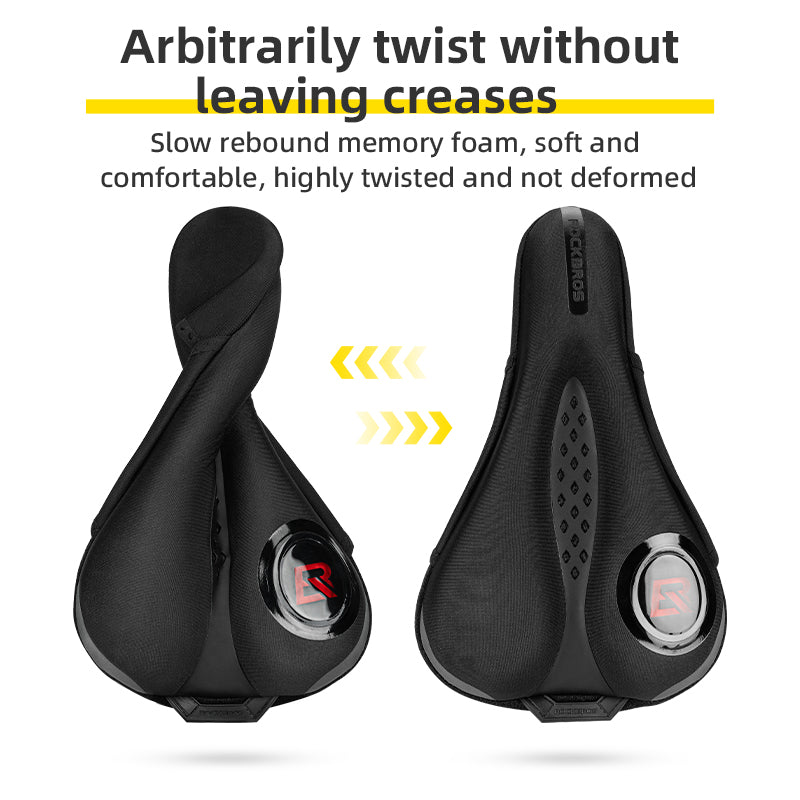Rockbros LF0244 Reflective Strips Road Bike Saddle Memory Foam Seat Cushion Cycling Saddle with Rain Cover