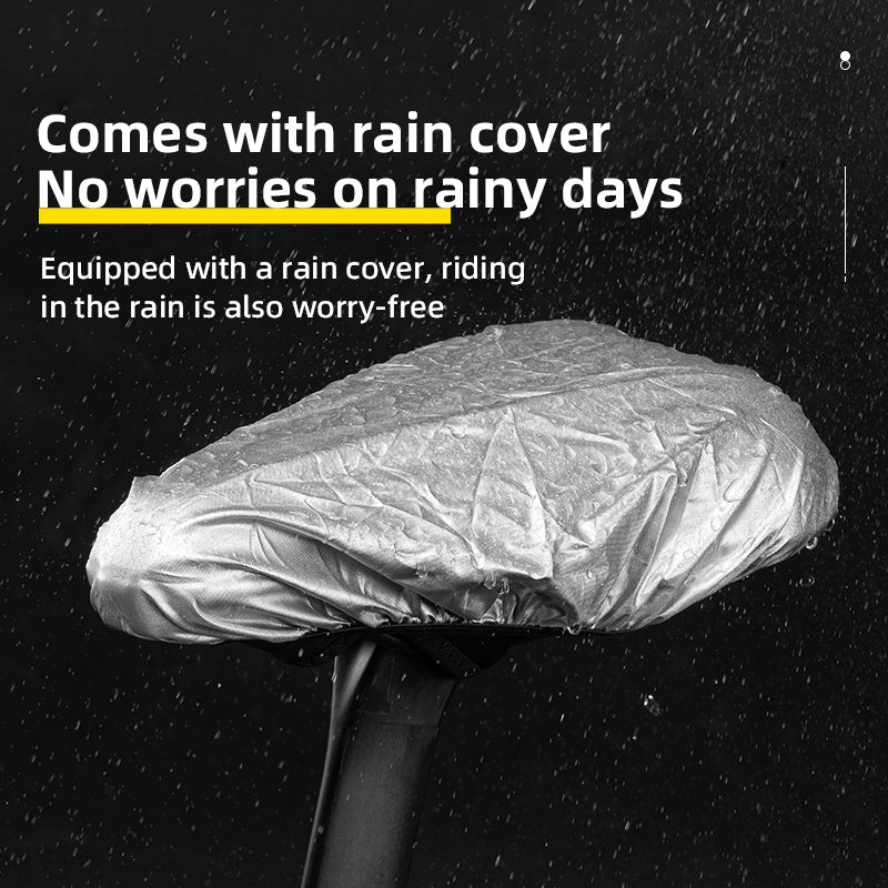 Rockbros LF0244 Reflective Strips Road Bike Saddle Memory Foam Seat Cushion Cycling Saddle with Rain Cover